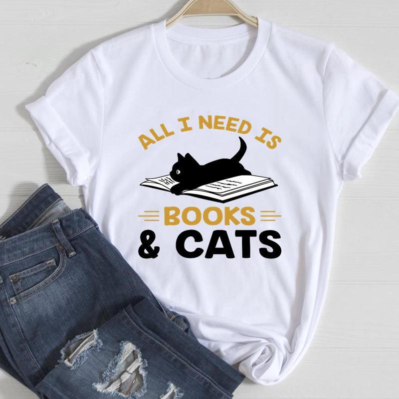 Cute Cat Printed European & American Short Sleeve T-Shirt