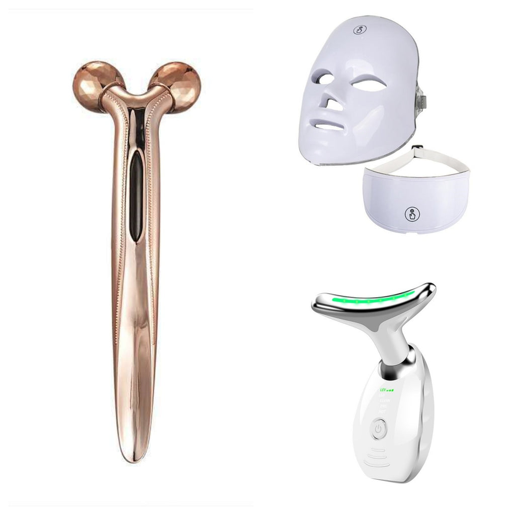 White Rechargeable Colorful LED Facial Beauty Mask with USB Charging