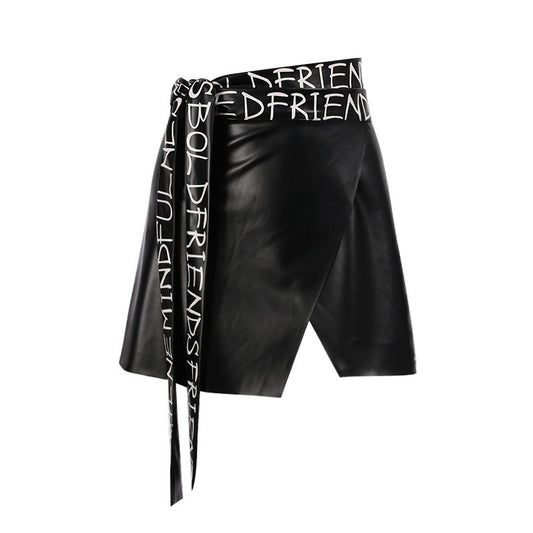 PU Leather Irregular Skirt Peplum Belt Personlity