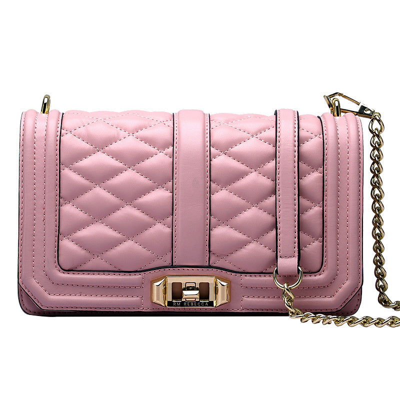 Women's Rhombic Chain Shoulder Bag Crossbody Plaid Cowhide