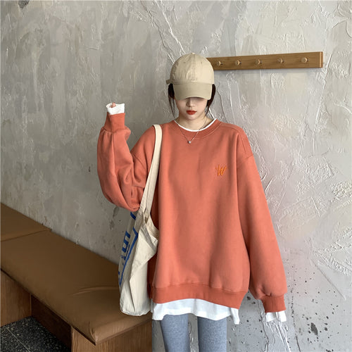 Ladies Winter Loose Cotton Sweatshirt With Text Design
