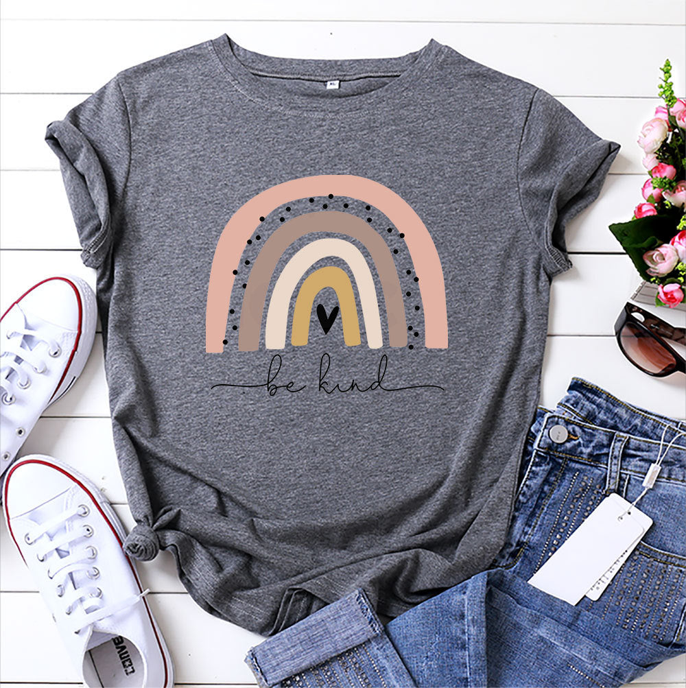 Women's Pure Cotton Short Sleeve T-Shirt in Pink, Dark Gray & Light Gray