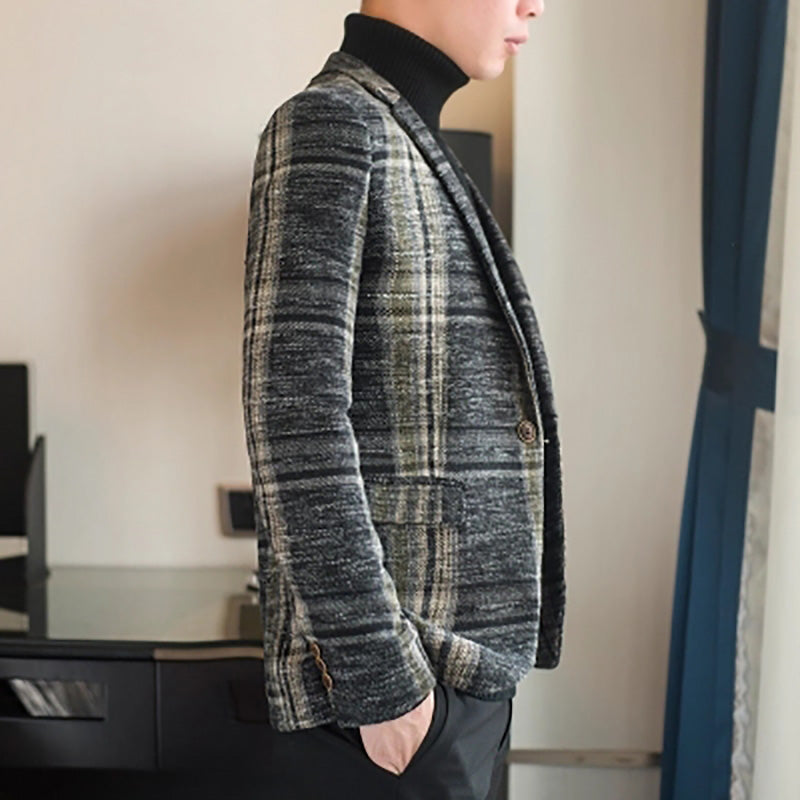 بليزر رجالي بتصميم ضيق، بليزر رجالي بنقشة مربعات