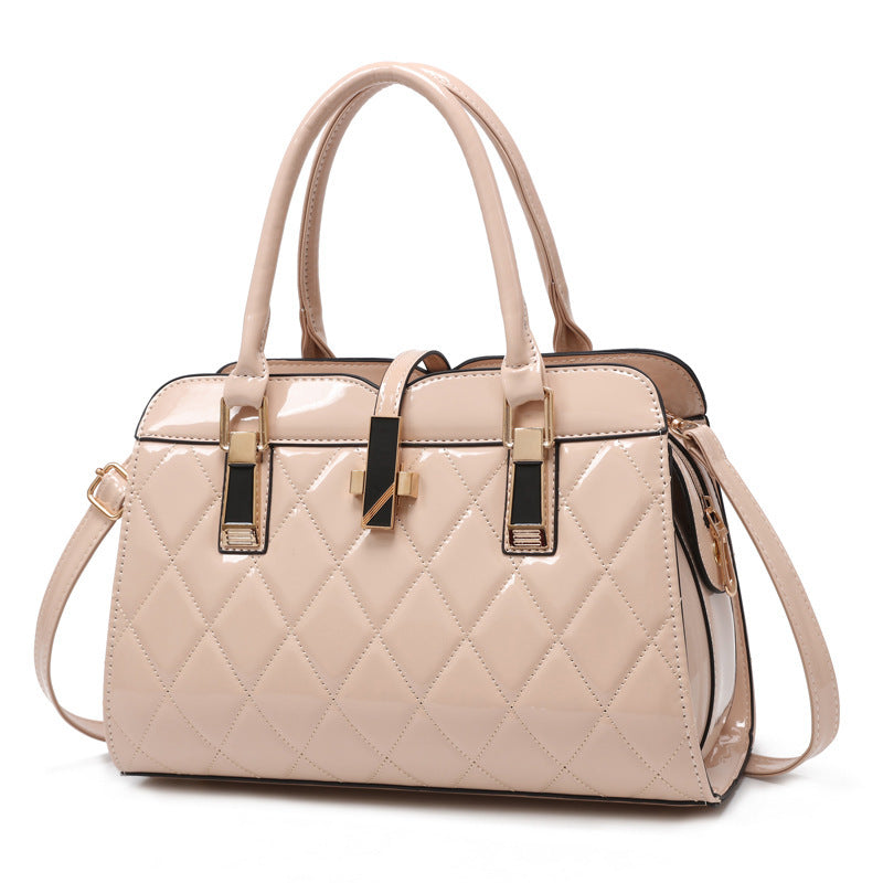 Large One Shoulder PU Messenger Handbag with Lock Closure
