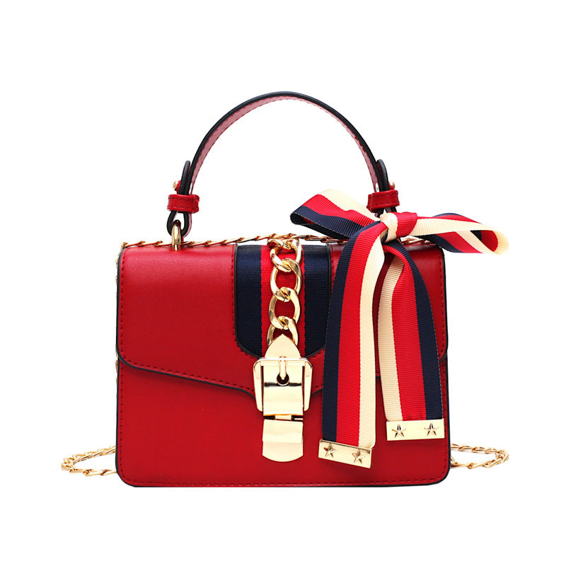 Fashionable Small Square Women's Bag in Red, Green, Black, Beige PU Leather