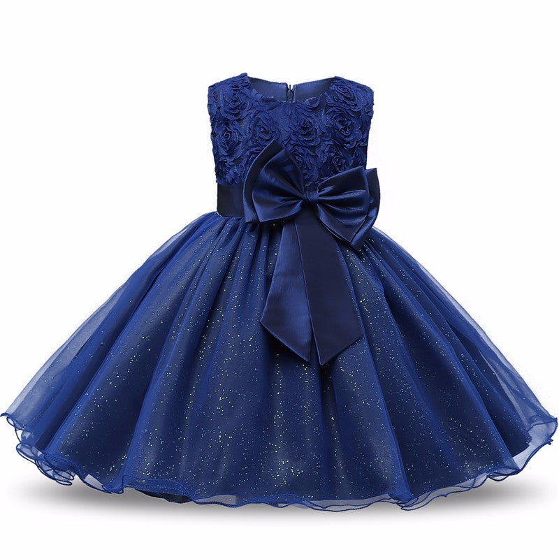 Princess Flower Girl Knee-Length Tutu Dress for Summer Wedding & Birthday Party