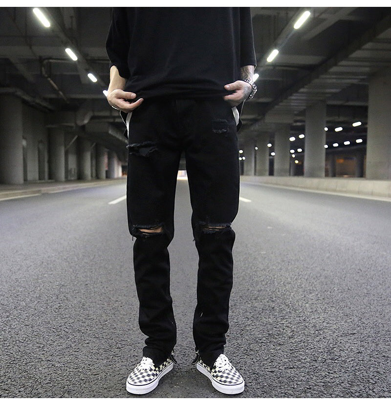 Slim-Fit Zippered Cotton Jeans