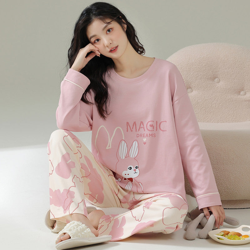 Vêtements d'intérieur en coton à manches longues avec motif de dessin animé pour le printemps et l'automne