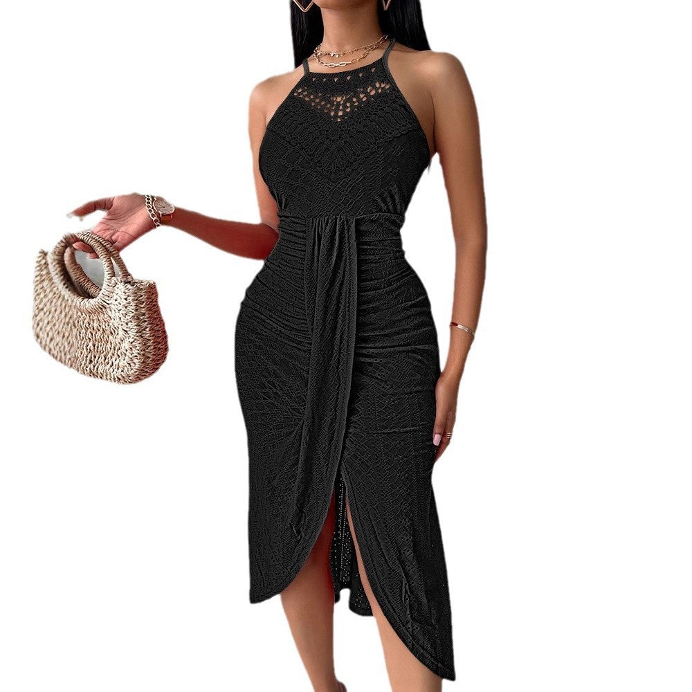 Halter Top sans Manches et Jupe Asymétrique Style Streetwear Hip Hop