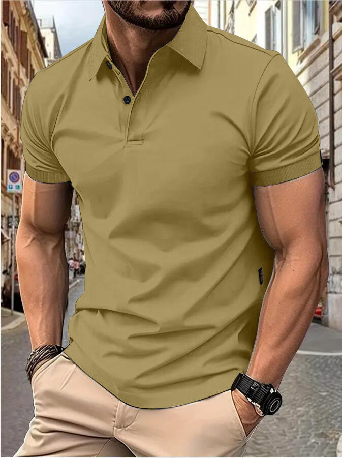 Men's Summer Solid Color Slim Fit Short Sleeve Tops