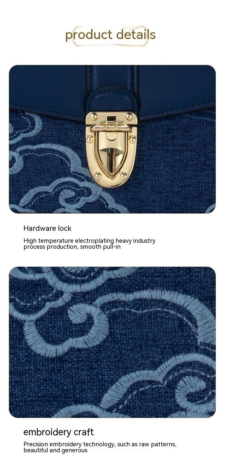 Sac bandoulière en cuir de vachette grande capacité avec serrure - Tendance et polyvalent