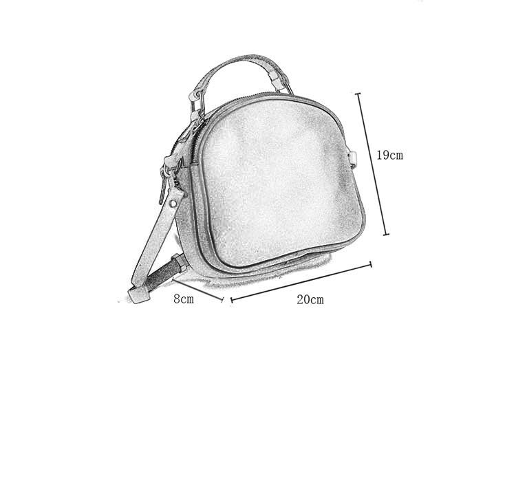 Sac bandoulière double zip squelette en cuir véritable rétro japonais