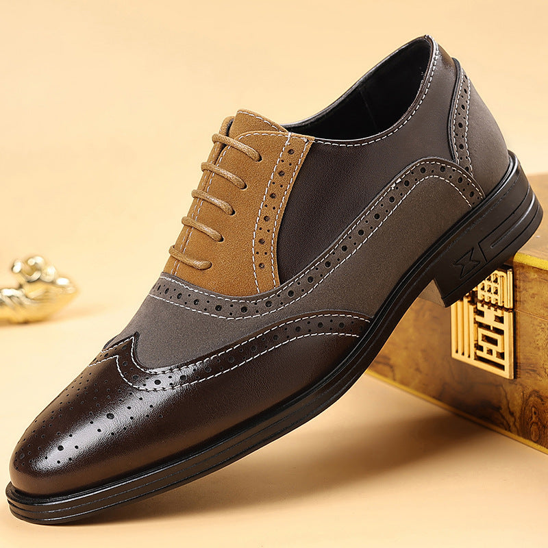 Chaussures Richelieu en cuir décontractées pour homme grande taille à bout pointu