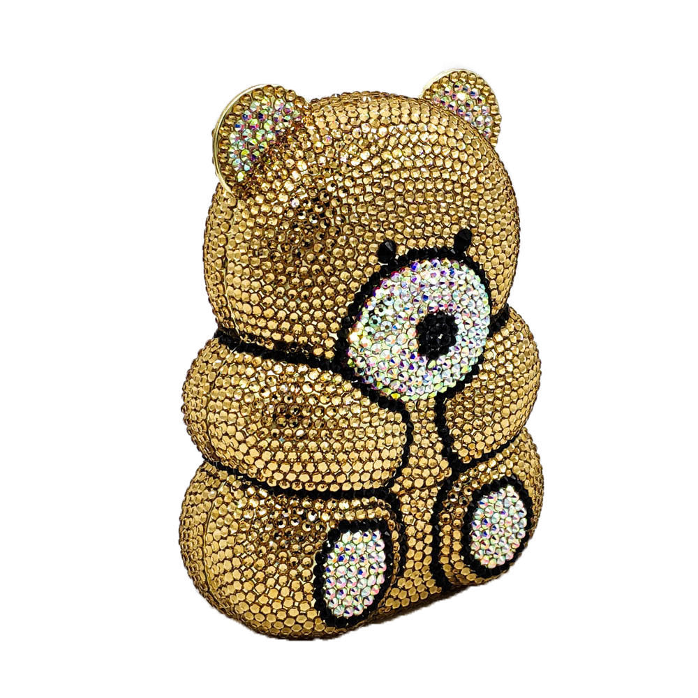 Fashion Bear Shape Rhinestone Party Banquet Bag 11x4x6CM PU
