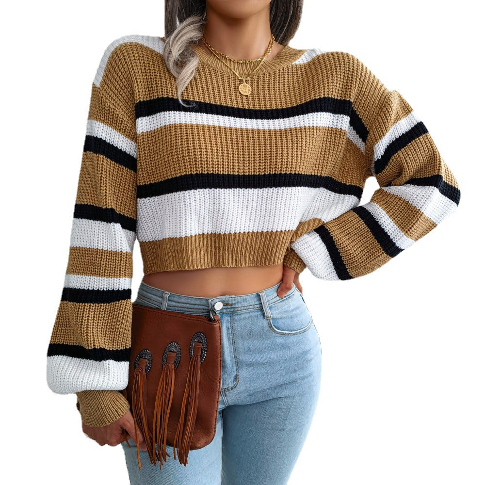 Pull en maille à col en V profond et manches longues, disponible en bleu, kaki et rose