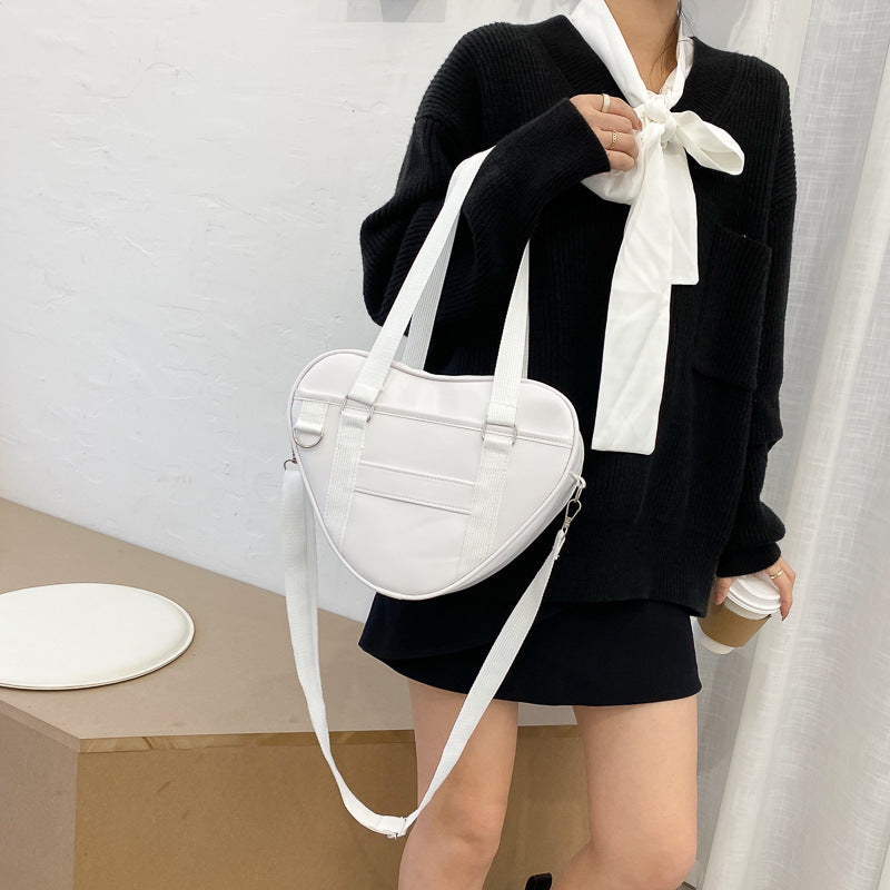 Trendy PU Heart-Shaped Girl Student Shoulder Bag Handbag