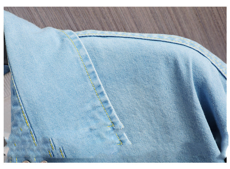 Chemise en jean ample à manches longues en coton pour homme