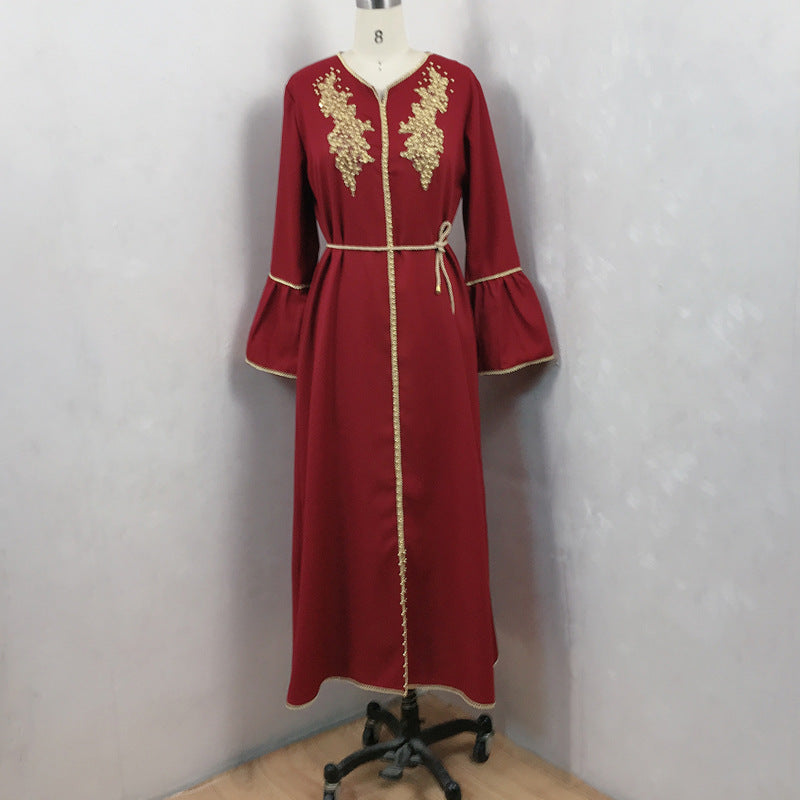 Middle East Women's Pearl Robe Dress in White, Red, Black, Blue - Sizes S-XXL