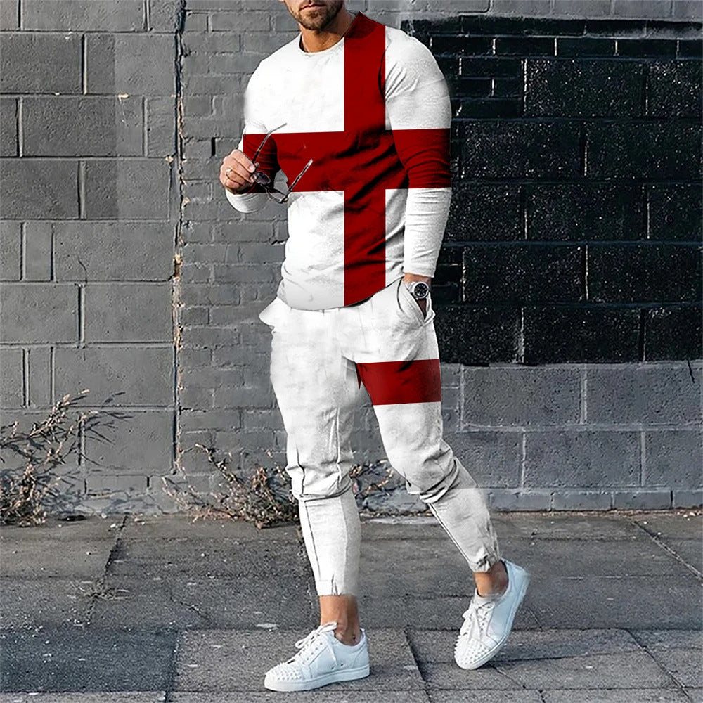 Ensemble sweatshirt et pantalon de survêtement 3D numérique pour hommes