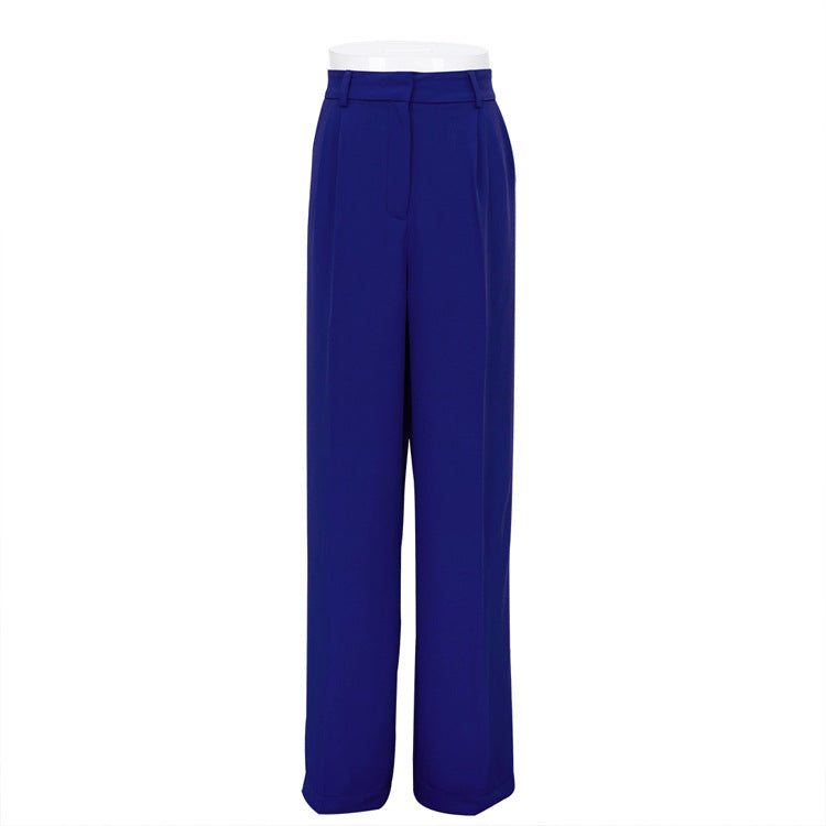 High Waist Loose Commuter Trousers in Klein Blue