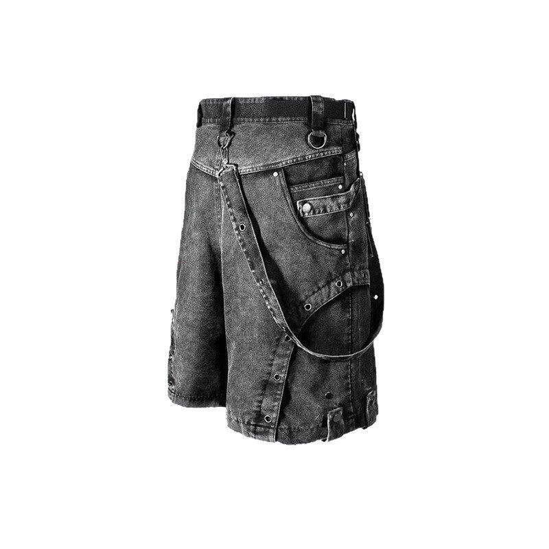 Retro High Waist Loose Washed Denim Shorts