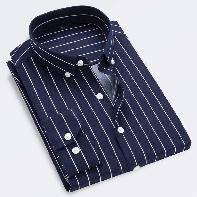Men's Slim Long-Sleeve Casual Striped Shirt
