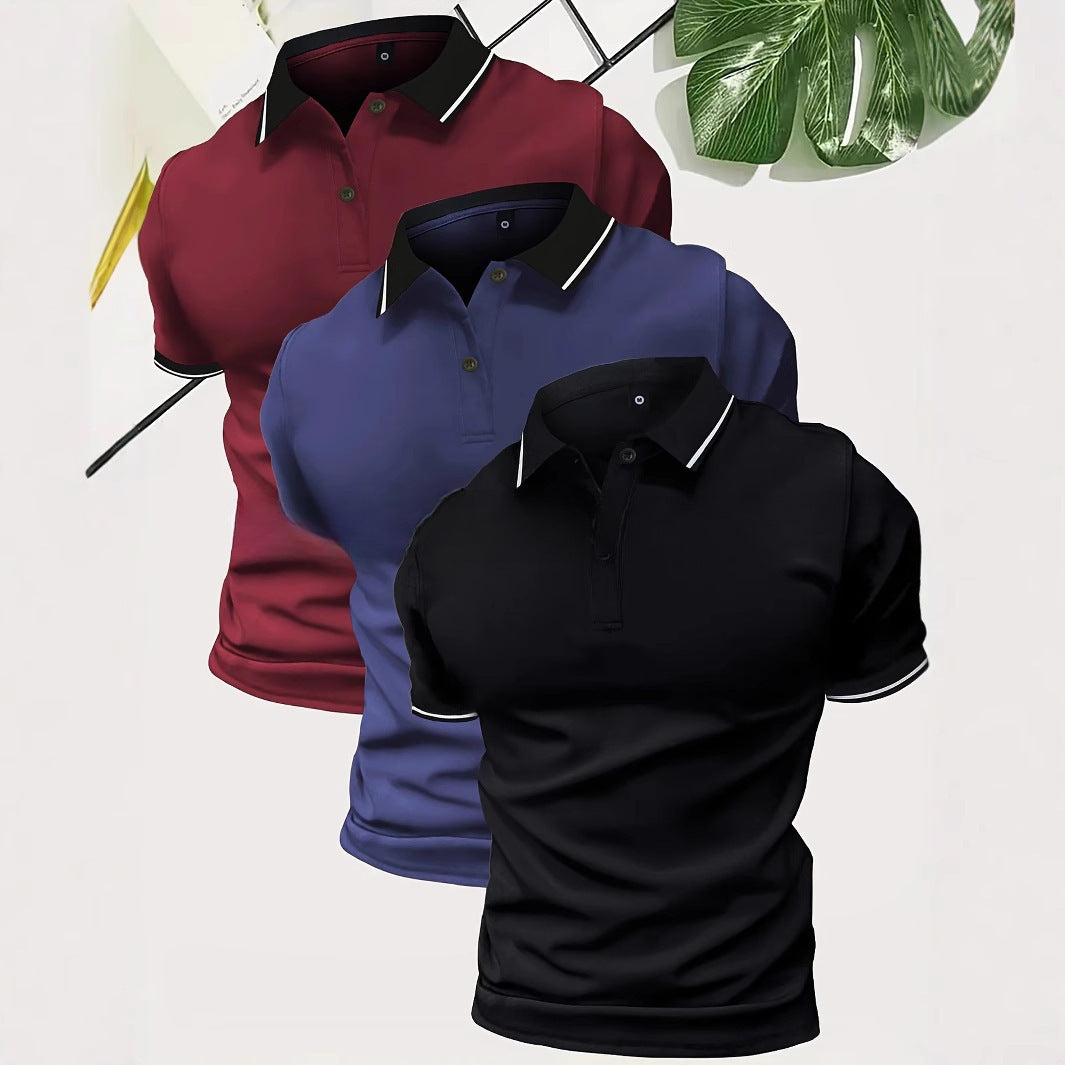 Slim Fit Polo Shirt Lapel Short Sleeve Golf Sports Top