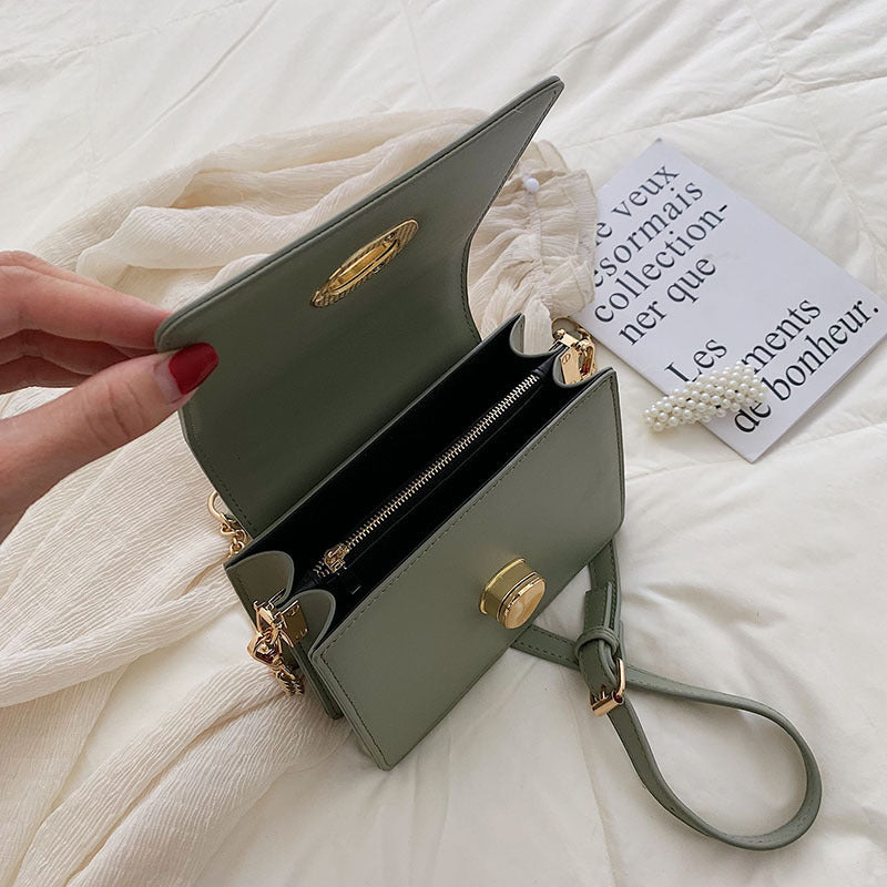 Personalized PU Metal Lock Handbag Horizontal Square