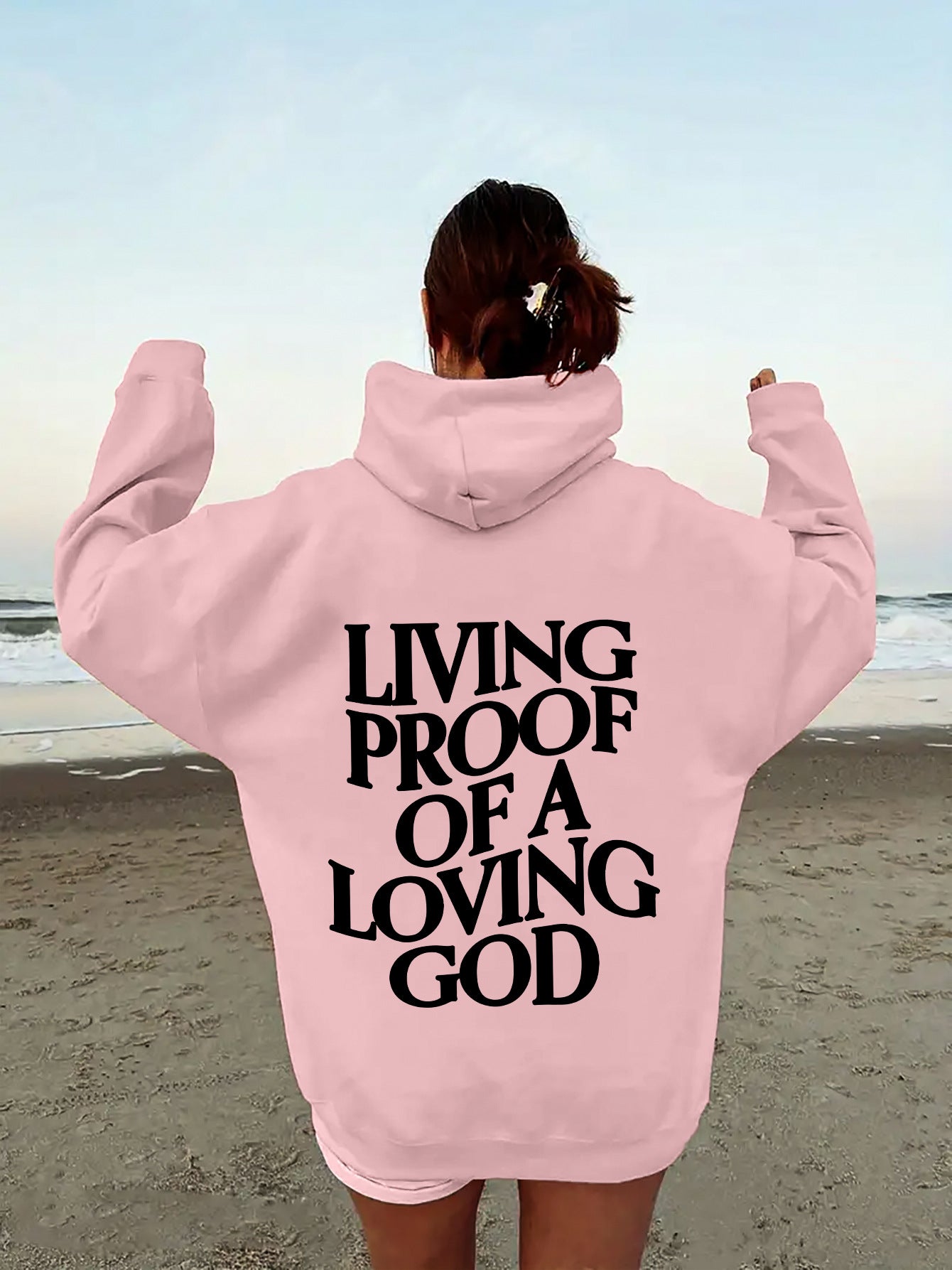 Sweat à capuche brossé en polyester pour femme Couleurs unies S-XXL