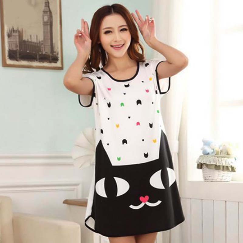 Milk Silk Short-Sleeve Nightdress for Women Pajamas