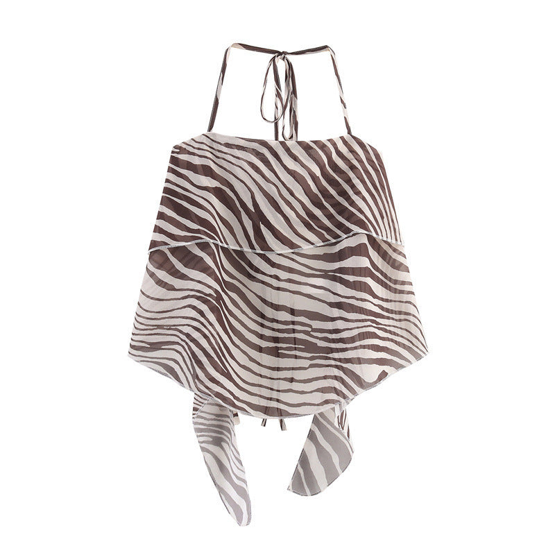 Animal Print Halter Top & High Waist Skirt Set