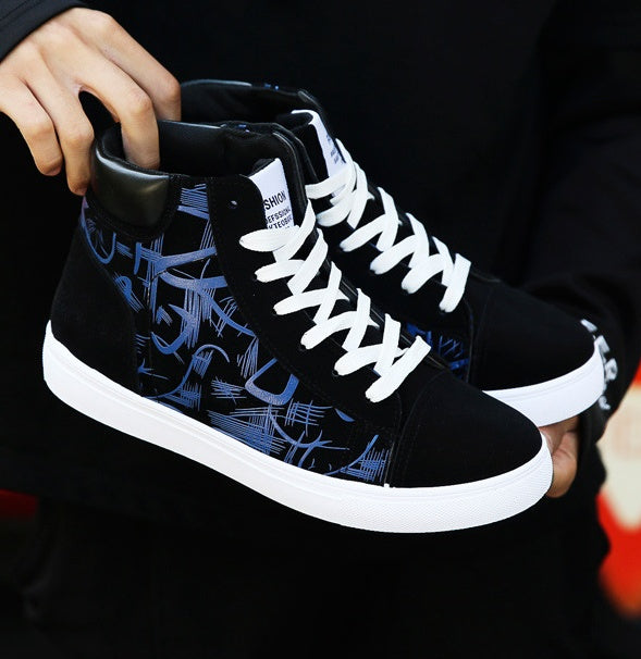 Spring High Top Men's Shoes Korean Edition Non-Slip Sole Sizes 39-44