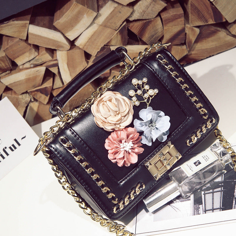 3D Flower PU Crossbody Bag with Single Shoulder Strap