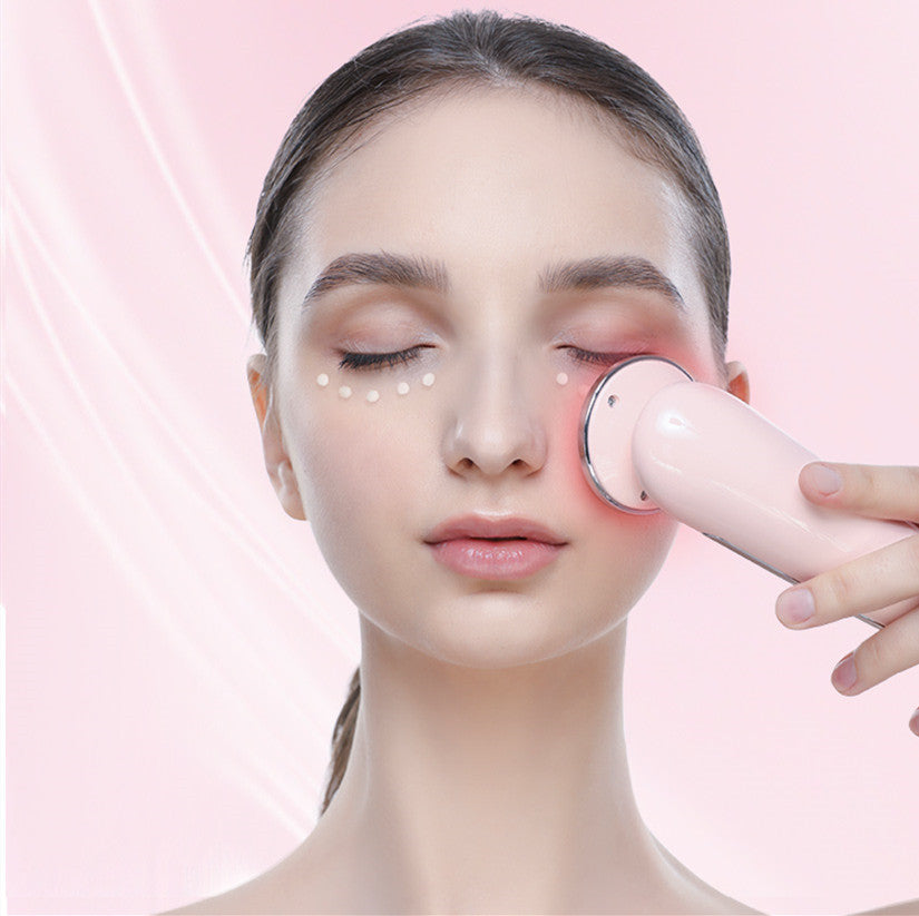 Facial Pore Cleansing Massager with Red Light Therapy and V Face Lifting - Pink & White, 173mm