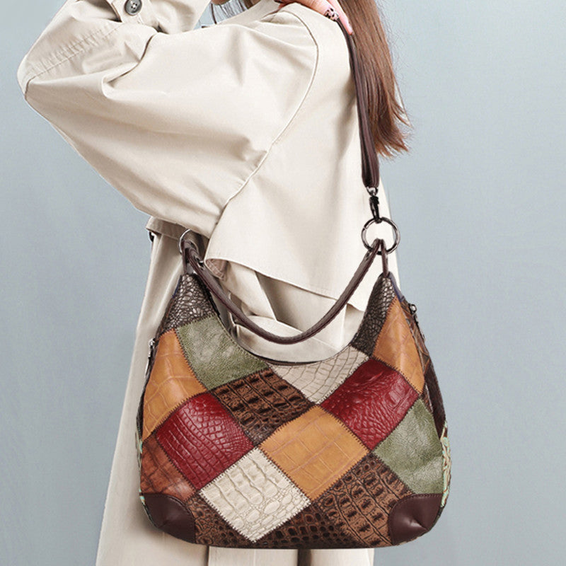 Women's Large Genuine Leather Shoulder Tote Bag 31x12x25cm