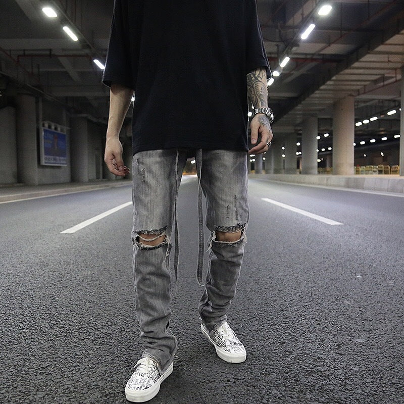 Jeans en Coton Zippés avec Guide des Tailles