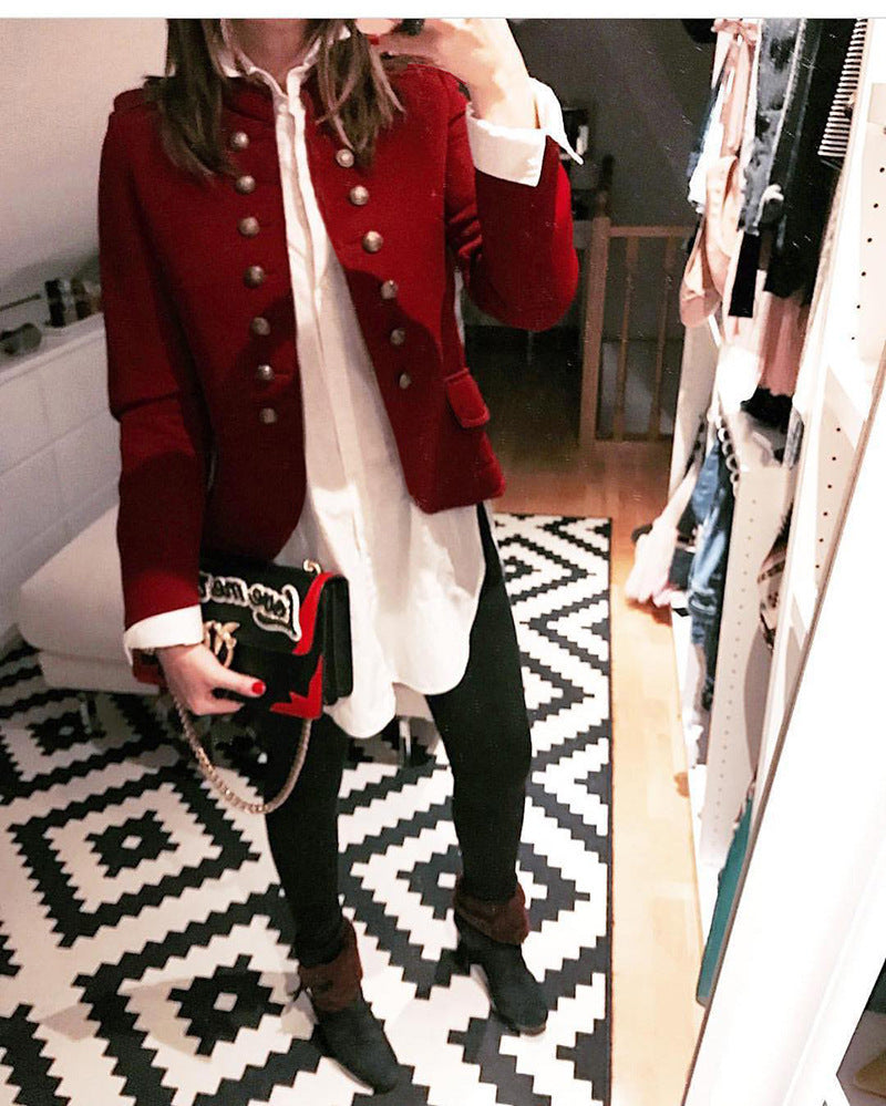 Cotton Button Blazer in Asian Sizes S-XL