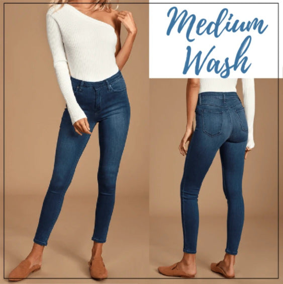 Seamless Stretch-Leg Imitation Denim Jeans