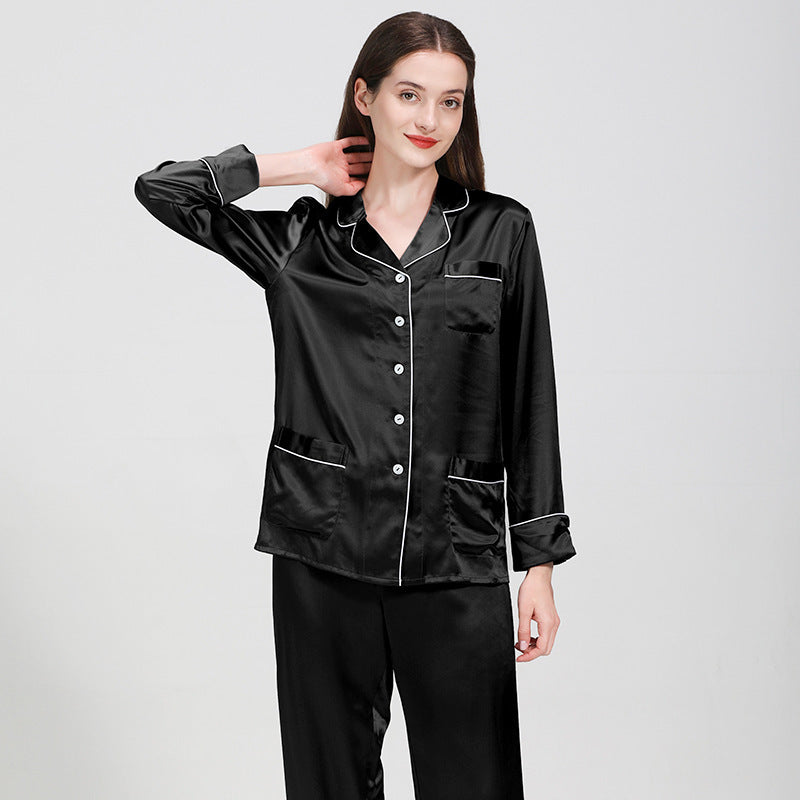Ensemble de pyjama deux pièces en soie longue pour femme