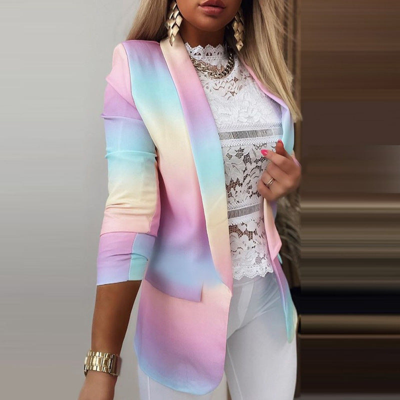Fashion lapel slim cardigan temperament suit jacket women