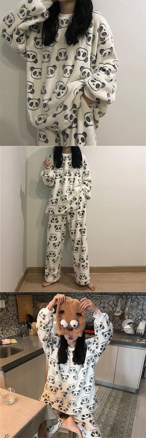 Cute Autumn Winter Flannel Homewear Suit for Women S-2XL