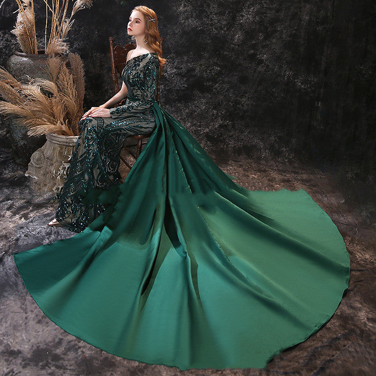 Women's Simple Fashion Green Sequin Dress
