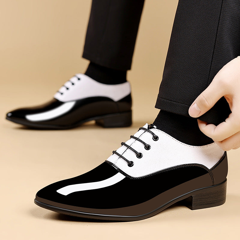 Men's Shiny Surface Soft Sole Casual Shoes White Red Black