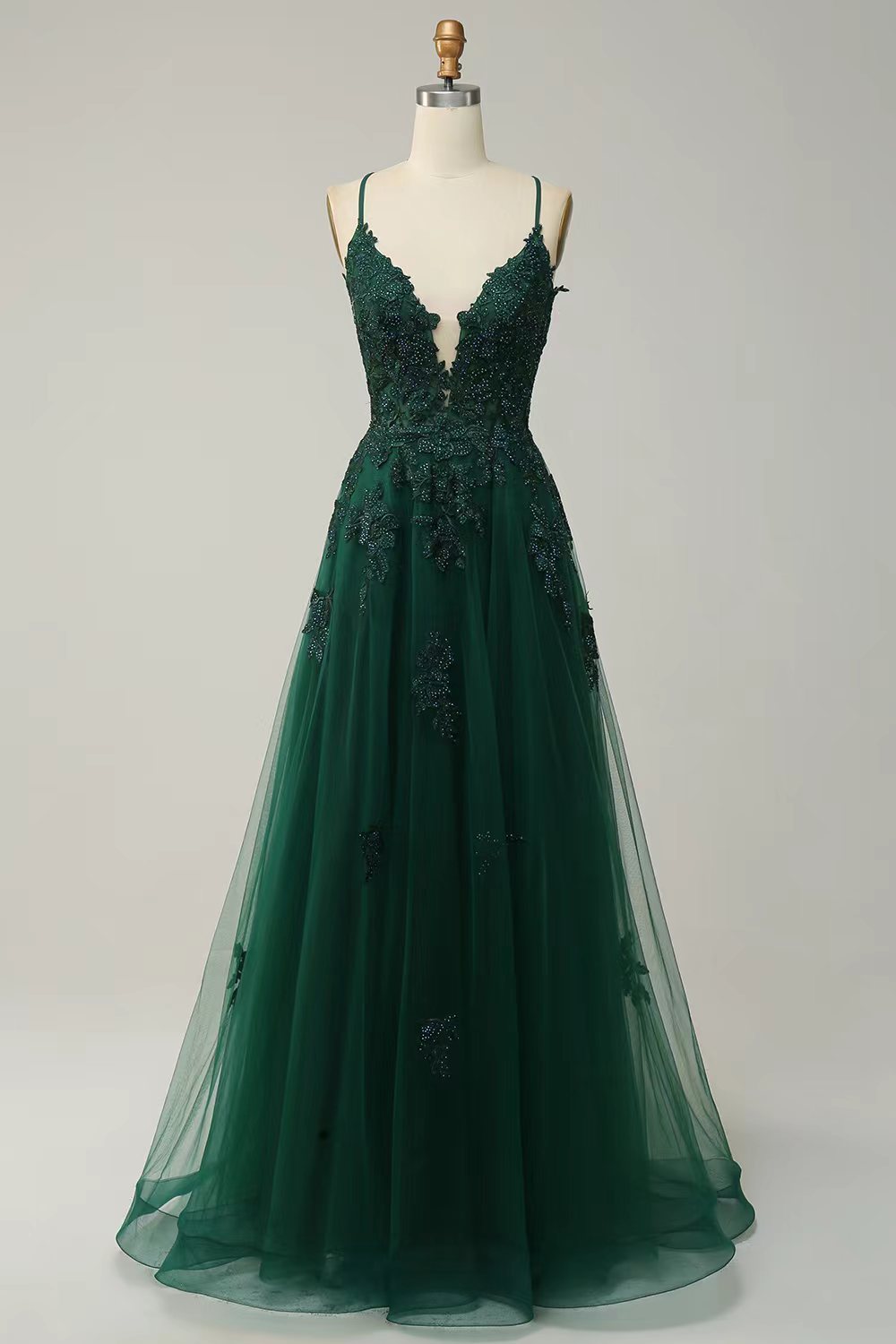 Robe de soirée longue pour femme avec bretelles, manches princesse et laçage
