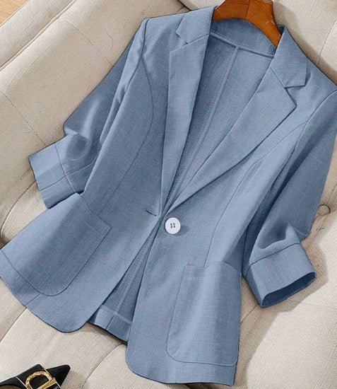 Women's Spring Autumn Stand Collar Long Sleeve Casual Solid Color Blazer