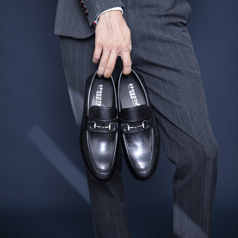 Chaussures d'affaires en cuir faites à la main pour homme avec boucle tête de cheval