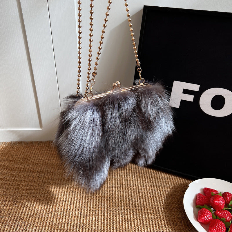 Imitation Fox Fur Women's Plush Shoulder Bag