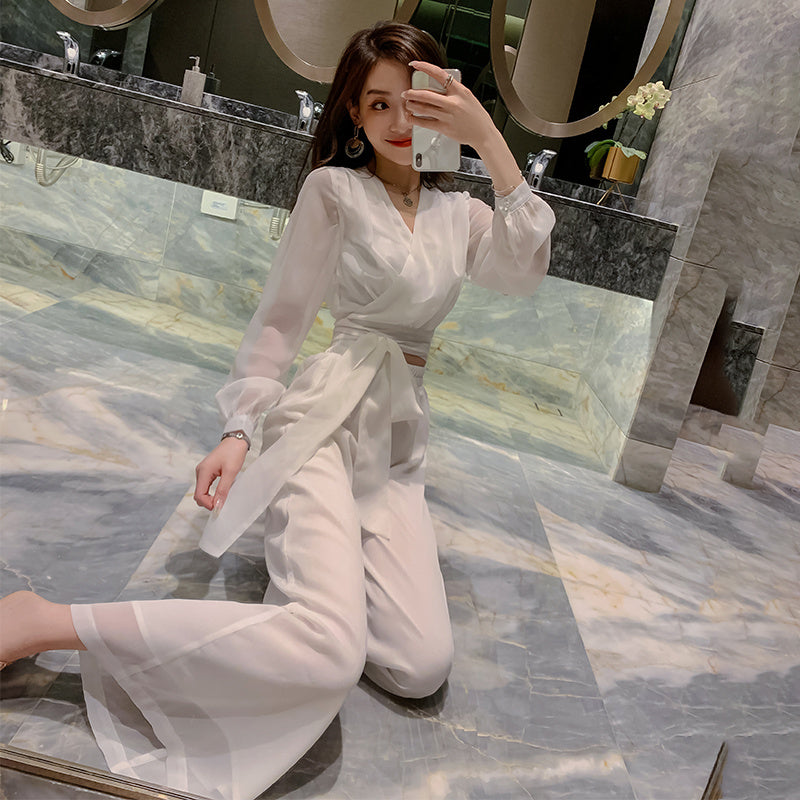 Chiffon fashion two-piece wide-leg pants