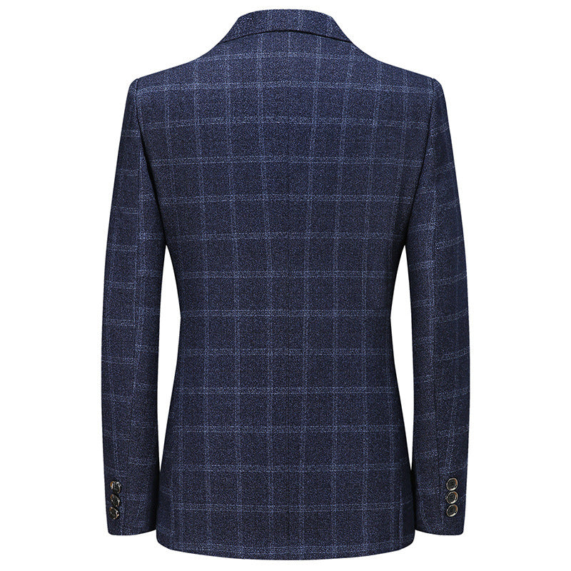 Men's Casual Plaid Business Suit for Spring and Autumn
