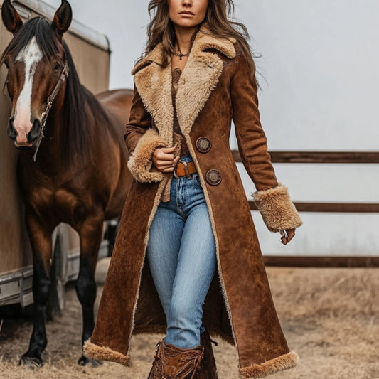Western Vintage Plush Warm Coat